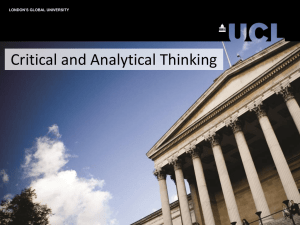 Critical and Analytical Thinking LONDON’S GLOBAL UNIVERSITY