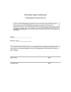 Self-Study Report Submission Undergraduate Program Review