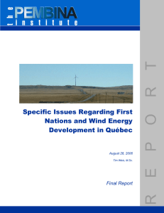 Specific Issues Regarding First Nations and Wind Energy Development in Québec Final Report