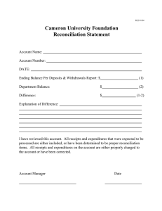 Cameron University Foundation Reconciliation Statement