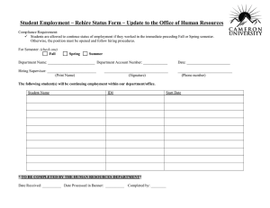 Student Employment – Rehire Status Form – Update to the...