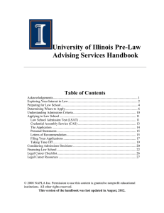 University of Illinois Pre-Law Advising Services Handbook  Table of Contents