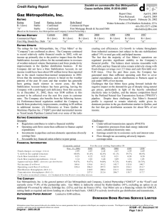 Gaz Métropolitain, Inc. Credit Rating Report