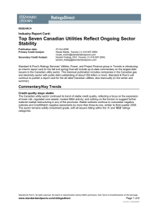 Top Seven Canadian Utilities Reflect Ongoing Sector Stability Industry Report Card: