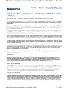 Hardy Storage Company, LLC, files project application with the FERC