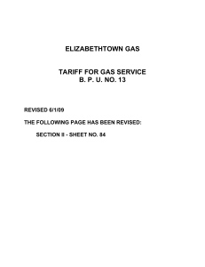 ELIZABETHTOWN GAS TARIFF FOR GAS SERVICE B. P. U. NO. 13