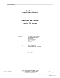 Gazifère Inc. Demand Side Management Evaluation of 2004 Programs and