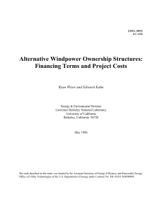 Alternative Windpower Ownership Structures: Financing Terms and Project Costs