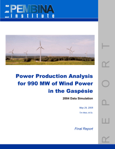 Power Production Analysis for 990 MW of Wind Power in the Gaspésie