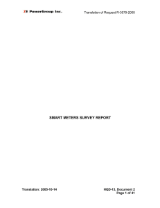 SMART METERS SURVEY REPORT  Translation of Request R-3579-2005 Translation: 2005-10-14