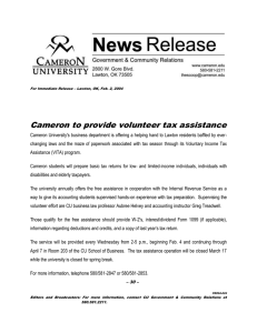 Cameron to provide volunteer tax assistance