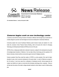 Cameron begins work on new technology center