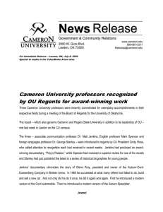 Cameron University professors recognized by OU Regents for award-winning work