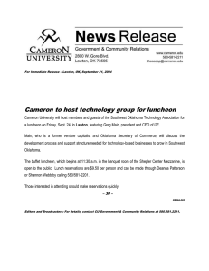 Cameron to host technology group for luncheon