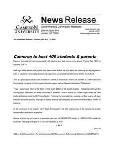 Cameron to host 400 students &amp; parents