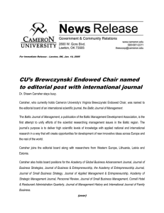 CU’s Brewczynski Endowed Chair named to editorial post with international journal