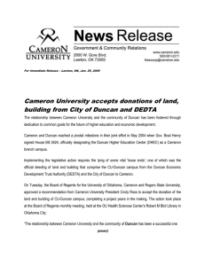 Cameron University accepts donations of land,
