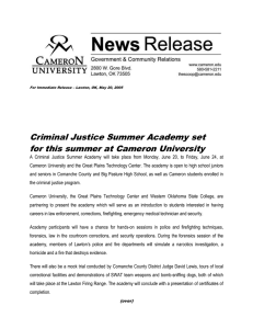 Criminal Justice Summer Academy set for this summer at Cameron University