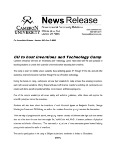 CU to host Inventions and Technology Camp