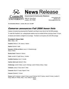Cameron announces Fall 2006 honor lists