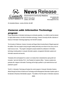 Cameron adds Information Technology program