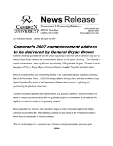 Cameron’s 2007 commencement address to be delivered by General Bryan Brown