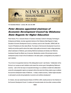 Peter Abramo appointed chairman of Economic Development Council by Oklahoma