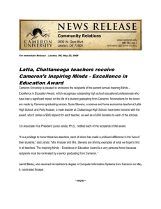 Latta, Chattanooga teachers receive Cameron’s Inspiring Minds - Excellence in Education Award