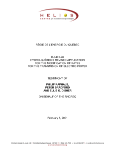 RÉGIE DE L’ÉNERGIE DU QUÉBEC R-3401-98 HYDRO-QUÉBEC’S REVISED APPLICATION
