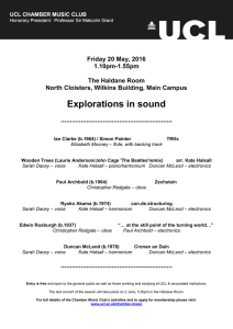Explorations in sound Friday 20 May, 2016 1.10pm-1.55pm