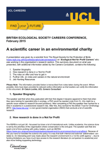 A scientific career in an environmental charity  February 2015