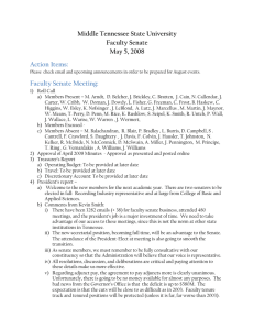 Middle Tennessee State University Faculty Senate May 5, 2008 Action Items: