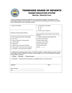TENNESSEE BOARD OF REGENTS HIGHER EDUCATION SYSTEM Minority / Ethnicity Form