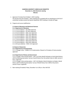 CAMERON UNIVERSITY CURRICULUM COMMITTEE November 11, 2015 Electronic meeting Minutes