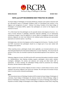 RCPA and ILPP RECOMMEND BEST PRACTICE IN CANCER  MEDIA RELEASE                                      28 MAY 2013 