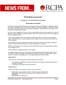RCPA Media Awards 2011 Information for entrants