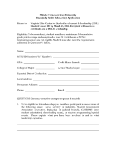 Middle Tennessee State University Dean Judy Smith Scholarship Application