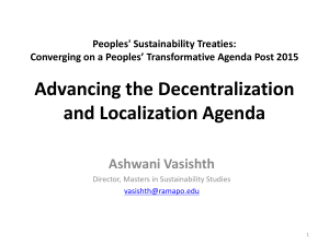 Advancing the Decentralization and Localization Agenda  Ashwani Vasishth