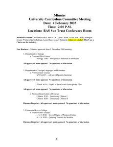 Minutes University Curriculum Committee Meeting Date:  4 February 2005