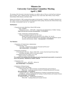 Minutes for University Curriculum Committee Meeting April 1, 2005
