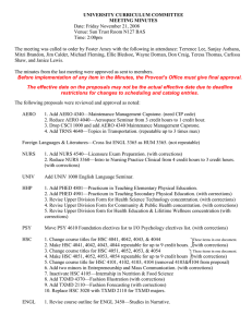 UNIVERSITY CURRICULUM COMMITTEE MEETING MINUTES Date: Friday November 21, 2008
