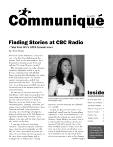 Communiqué Finding Stories at CBC Radio  Tales from SFU’s 2003 Gzowski intern