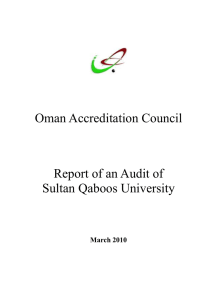 Oman Accreditation Council Report of an Audit of Sultan Qaboos University March 2010