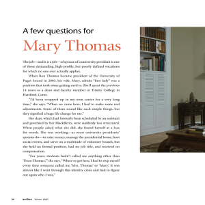Mary Thomas A few questions for