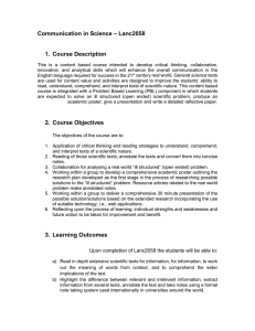 Communication in Science – Lanc2058 1.  Course Description