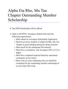 Alpha Eta Rho, Mu Tau Chapter Outstanding Member Scholarship
