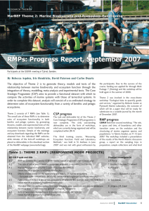 RMPs: Progress Report, September 2007 Research Themes