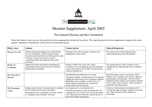 Monitor Supplement: April 2005 The General Election and the Constitution