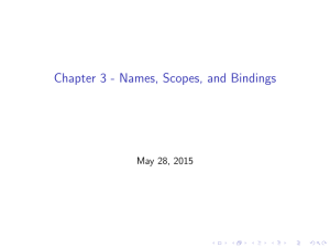 Chapter 3 - Names, Scopes, and Bindings May 28, 2015