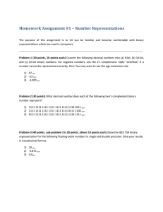 Homework Assignment #1 – Number Representations